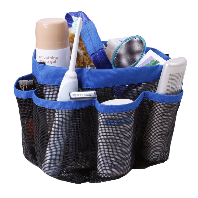 Blue 8 Portable Mesh Shower Bathroom Basket Bag Quick Dry Breathable Caddy Tote