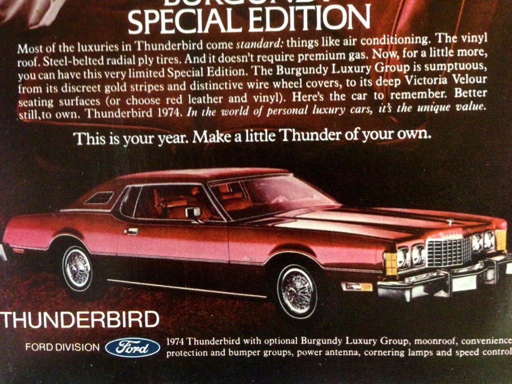 1974 Ford Thunderbird Special Edition Print Ad