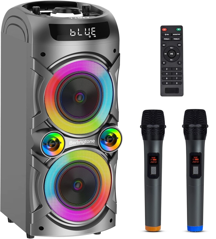 Berlingtone BR-37K, Bluetooth Speaker, Karaoke function with 2 VHF Wireless Mic