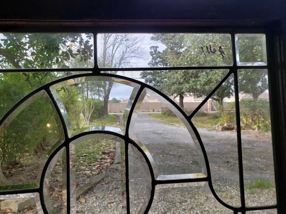 ANTIQUE BEVELED GLASS WINDOW ARCHITECTURAL SALVAGE