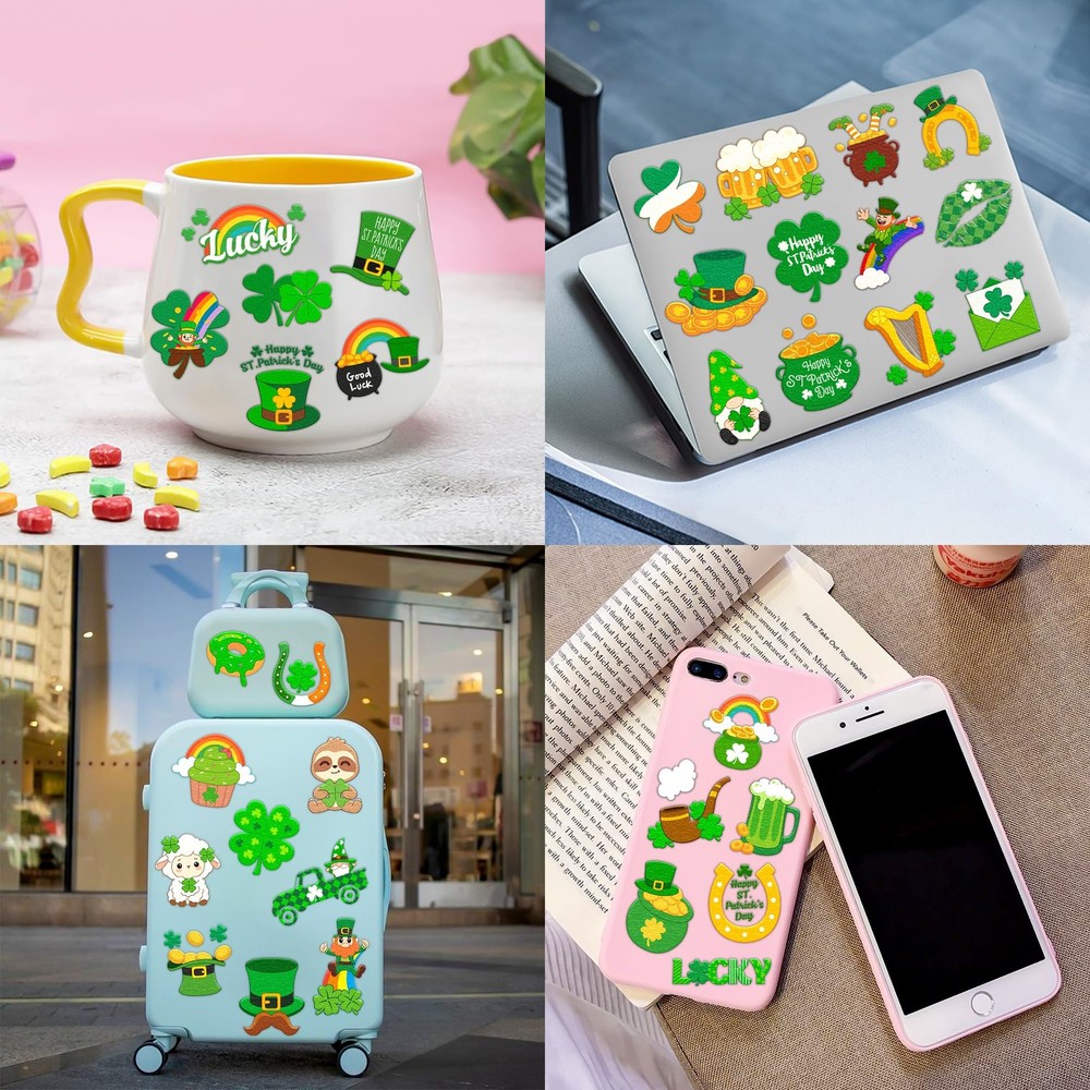 96 PCS Saint Patricks Day Shamrock Pre-Cut Temporary One Size, Multiple