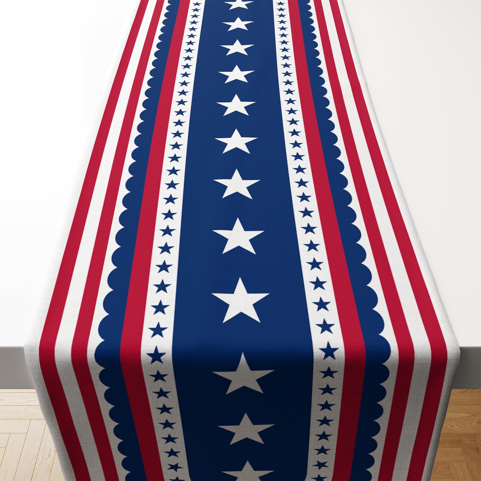 4th of July Decorations Patriotic USA Stars Memorial Day Table Runner 14x73