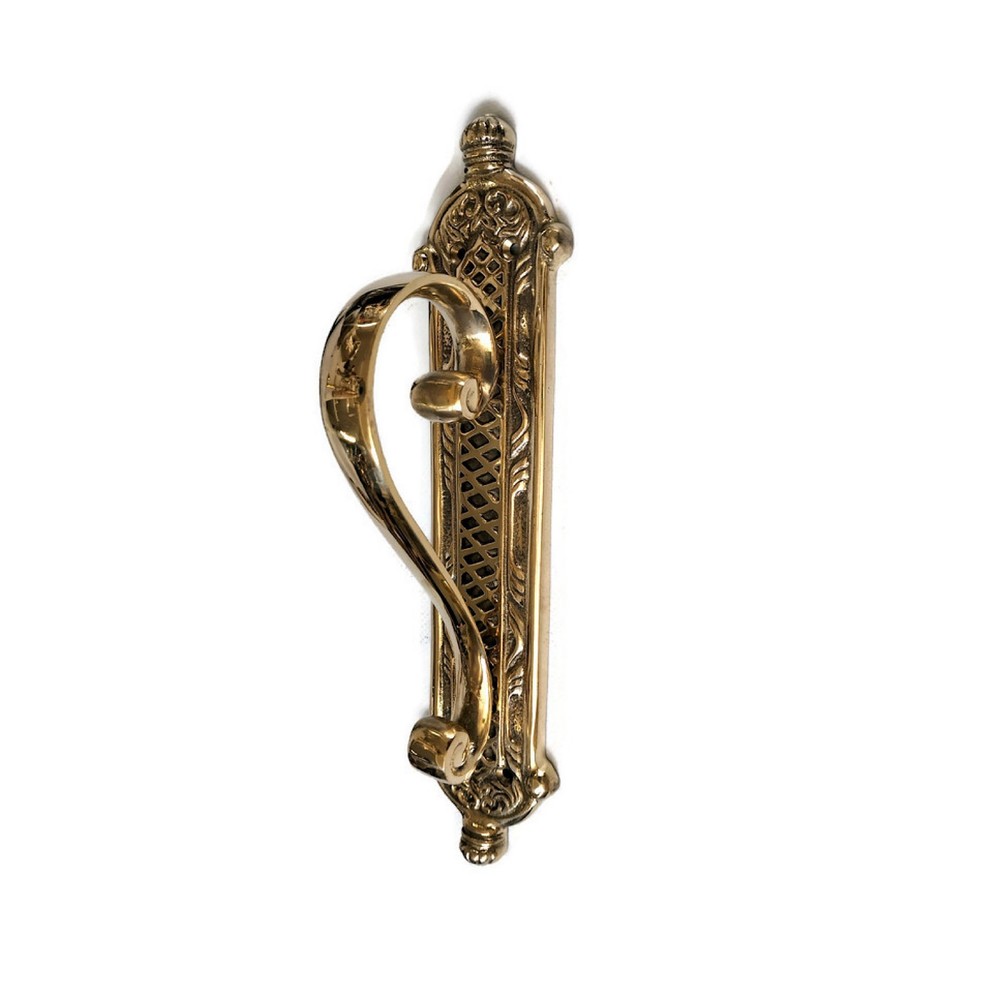 Pair of Cast Victorian Door Handle Pulls — Solid Brass, 11.5" Heavy GRABS (2)