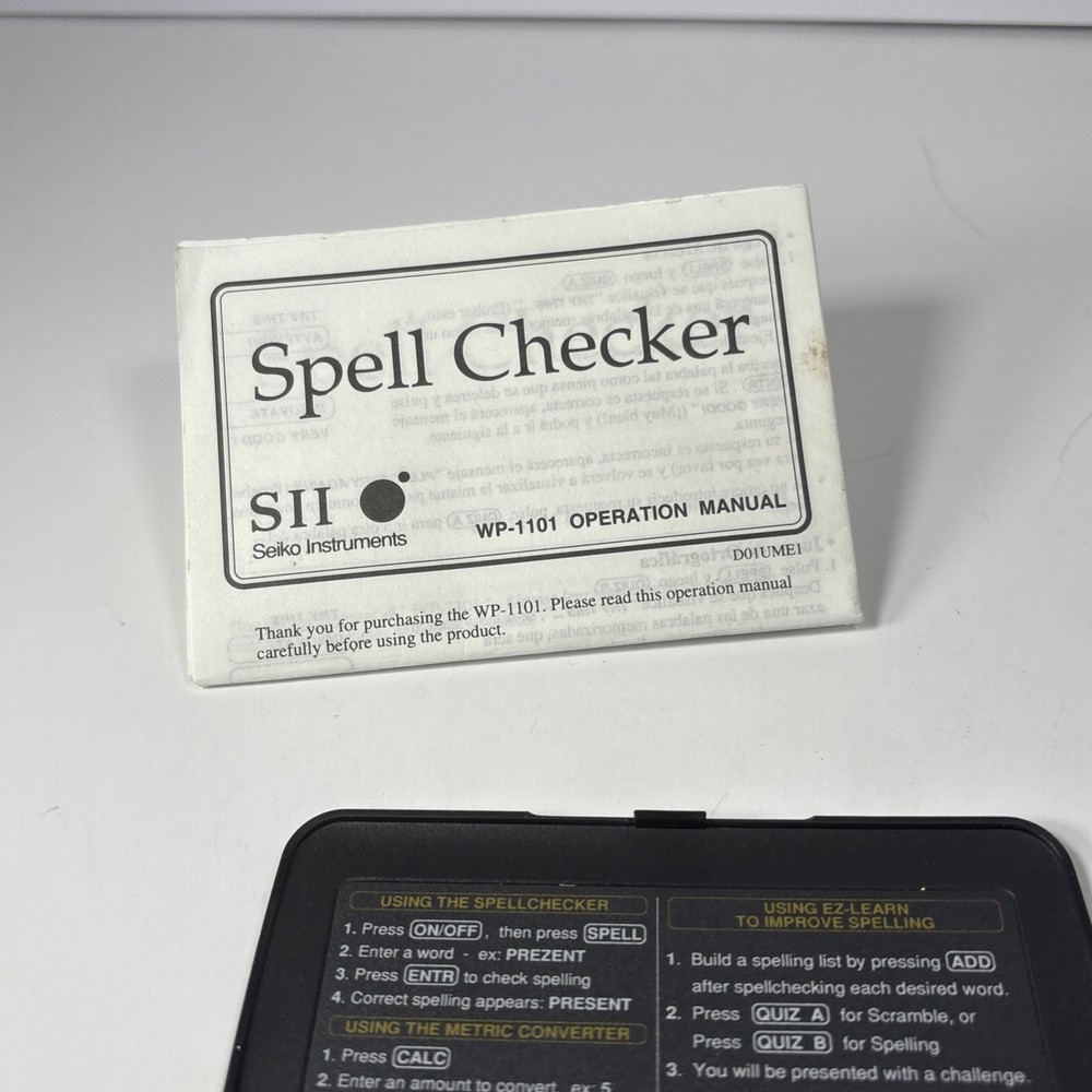 Seiko Instruments SII Spell Checker WP-1101 (Has Screen Flaws) Read DESCIPTION
