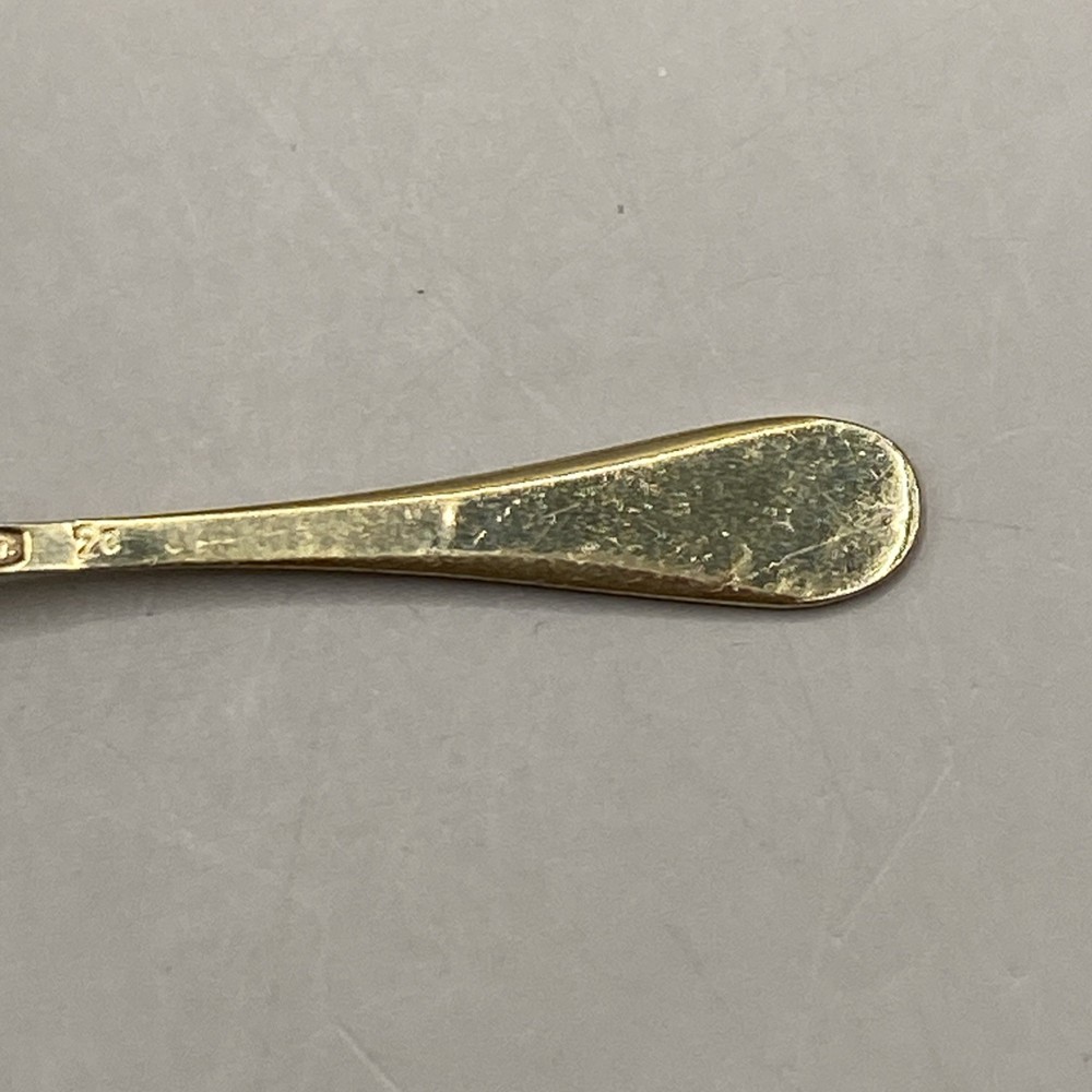Soviet c.1908 Russian Enamel Silver Salt Spoon Marked 875 3rd Artel Workshop
