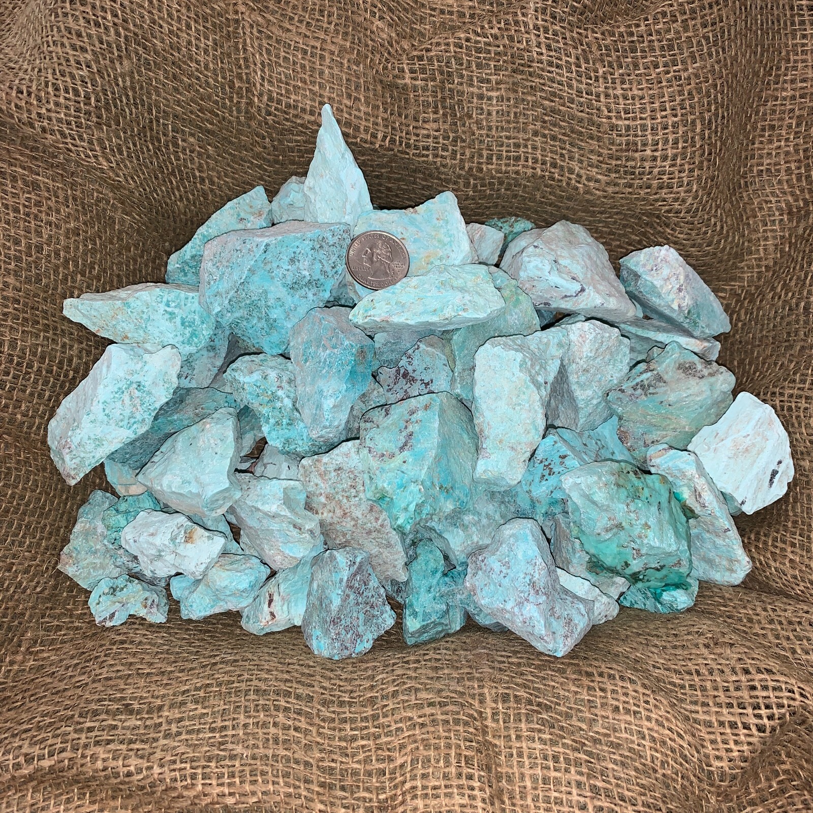 3000 Carat Lots of Natural Turquoise Rough + a Free Faceted Gemstone