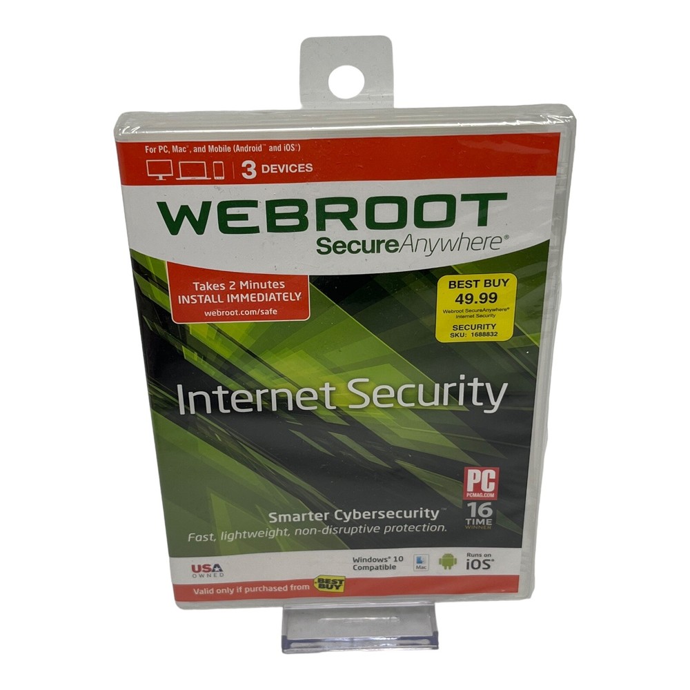 WEBROOT SecureAnywhere Internet Security 3 Devices * NEW SEALED *