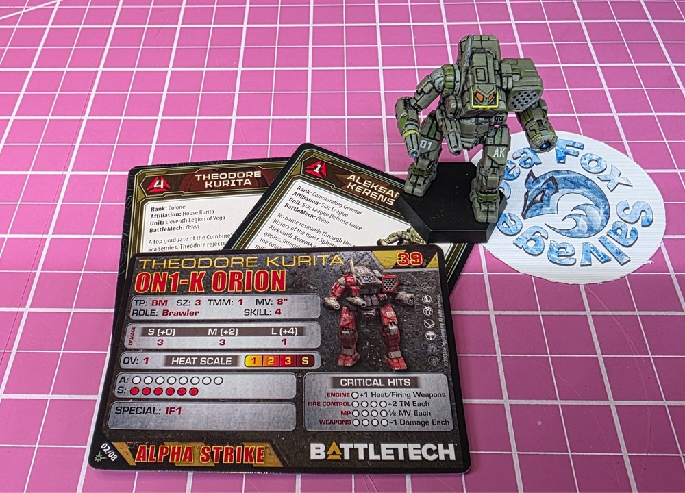 BattleTech Prepaint Orion Mech  -- Star League Command Lance + Cards