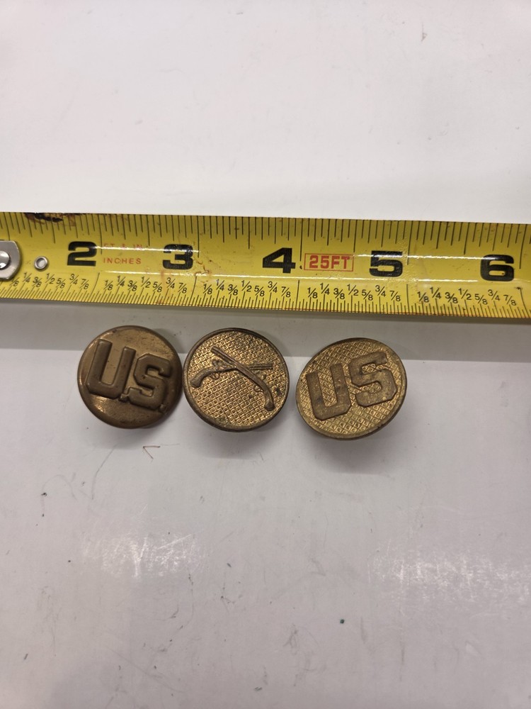 WWI US Army Infantry Interwar Collar Disk set, Type I,  And Pin