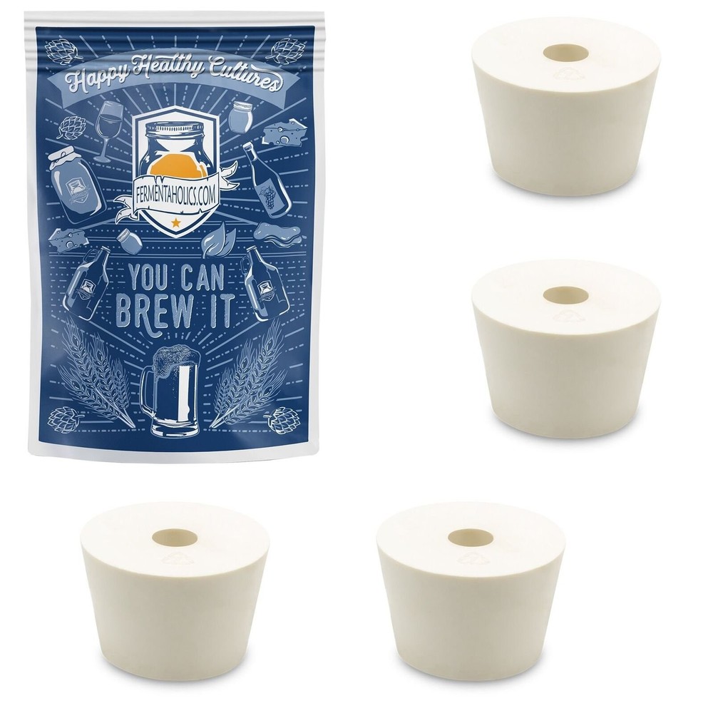 Drilled Rubber Stopper #7 - 4-pk