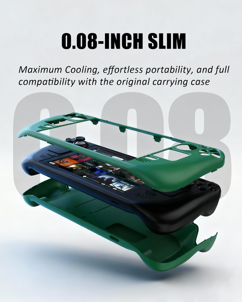 Steam Deck Case for LCD/OLED, Protective Cover with Adjustable Kickstand, 360...