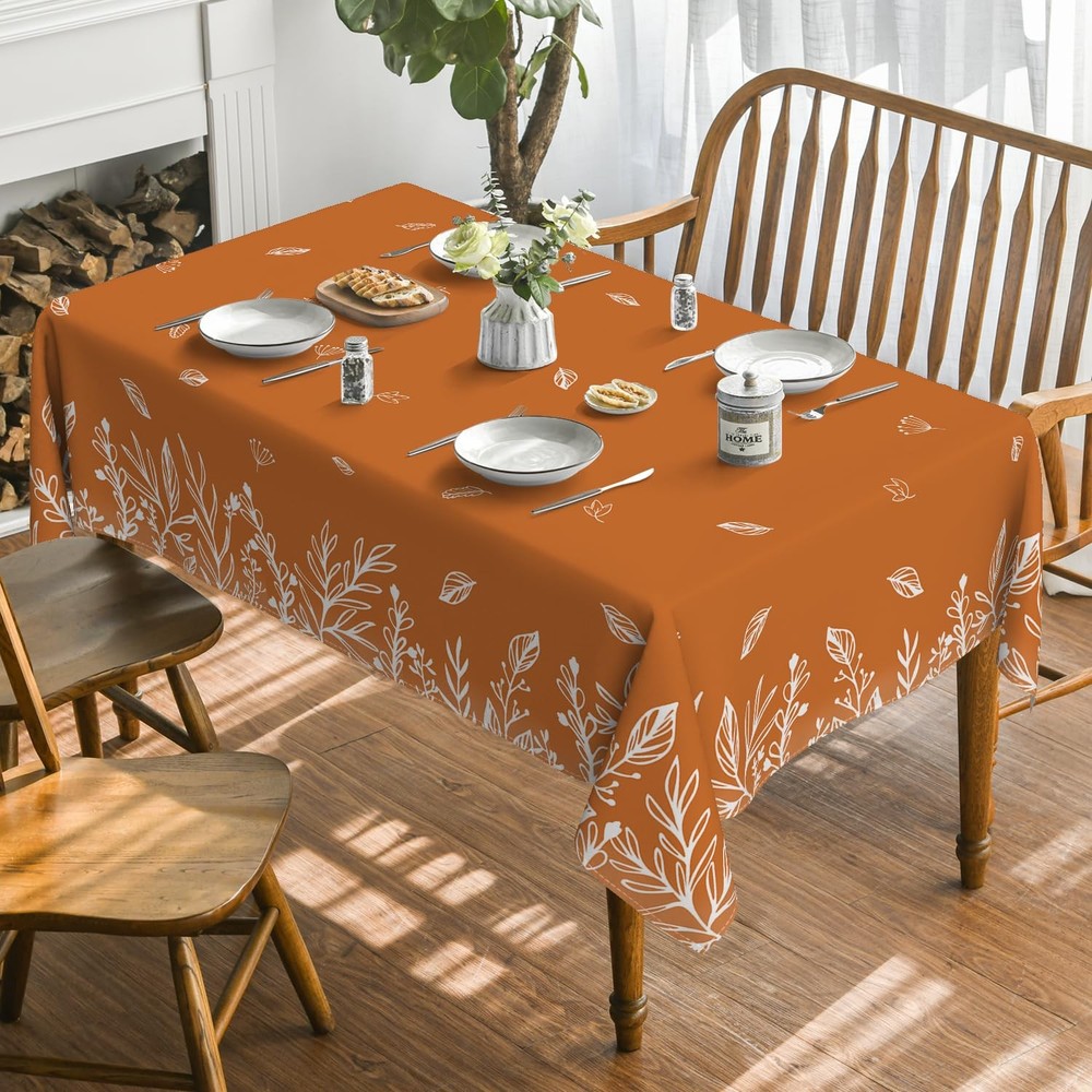 Horaldaily Fall Tablecloth 60x84 Inch 60" x 84" (Rectangular), Orange