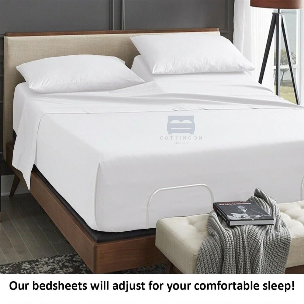 4 Piece Top Split King Sheets Set for Adjustable Beds, 100% Egyptian Cotton 2...