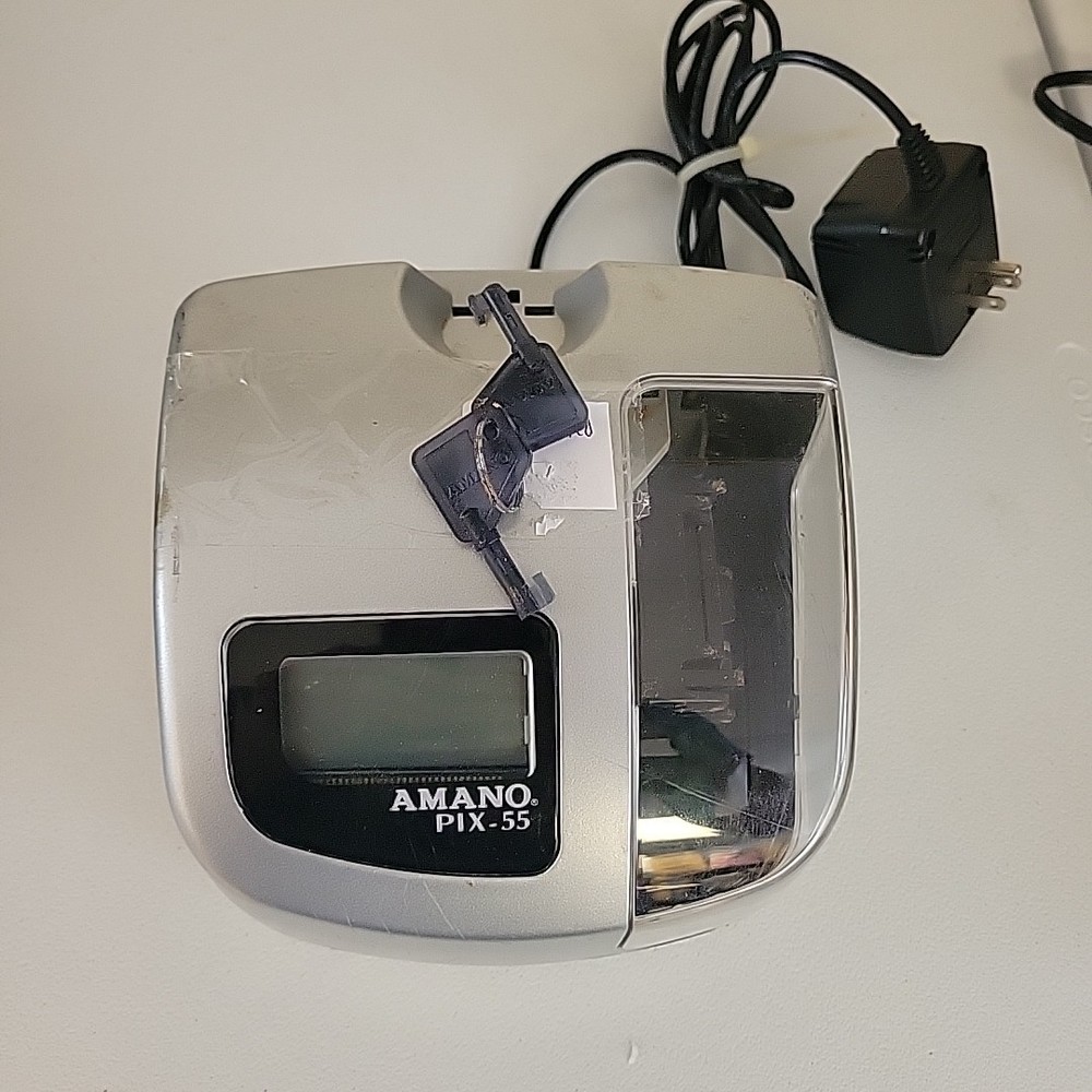 Amano PIX-55 Electronic Atomic Employee Punch Time Clock With 2 Keys - Untested