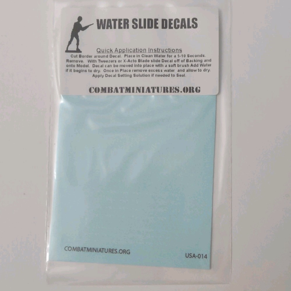 Axis & Allies Waterslide Decals - 1/600  Scale - US Star & Bars White