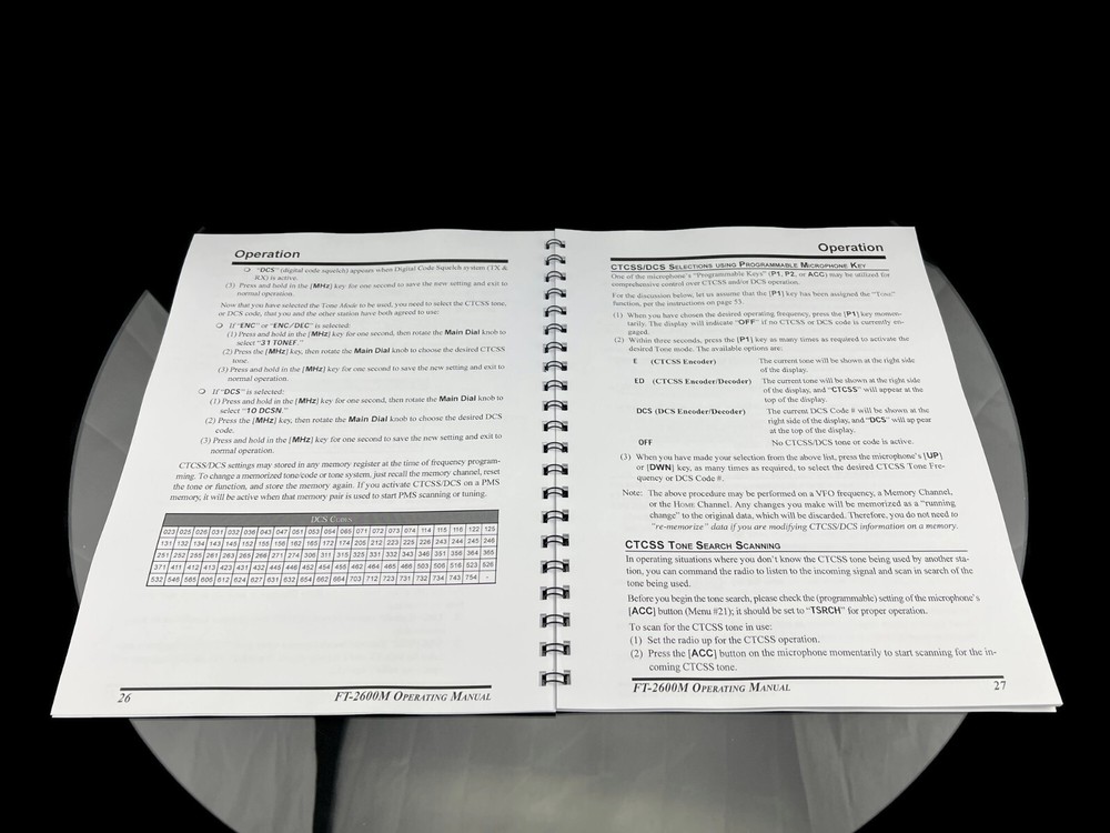 Yaesu FT-2600M Operating Manual: 62 Pages, Coil Bound, Protective Covers