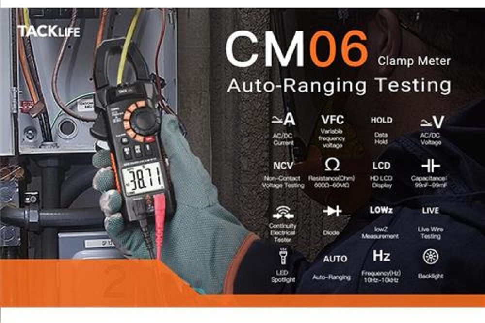 CLAMP ON DIGITAL MULTI TESTER METER TOOL w/ Case LED Audio test kit w/ Batteries