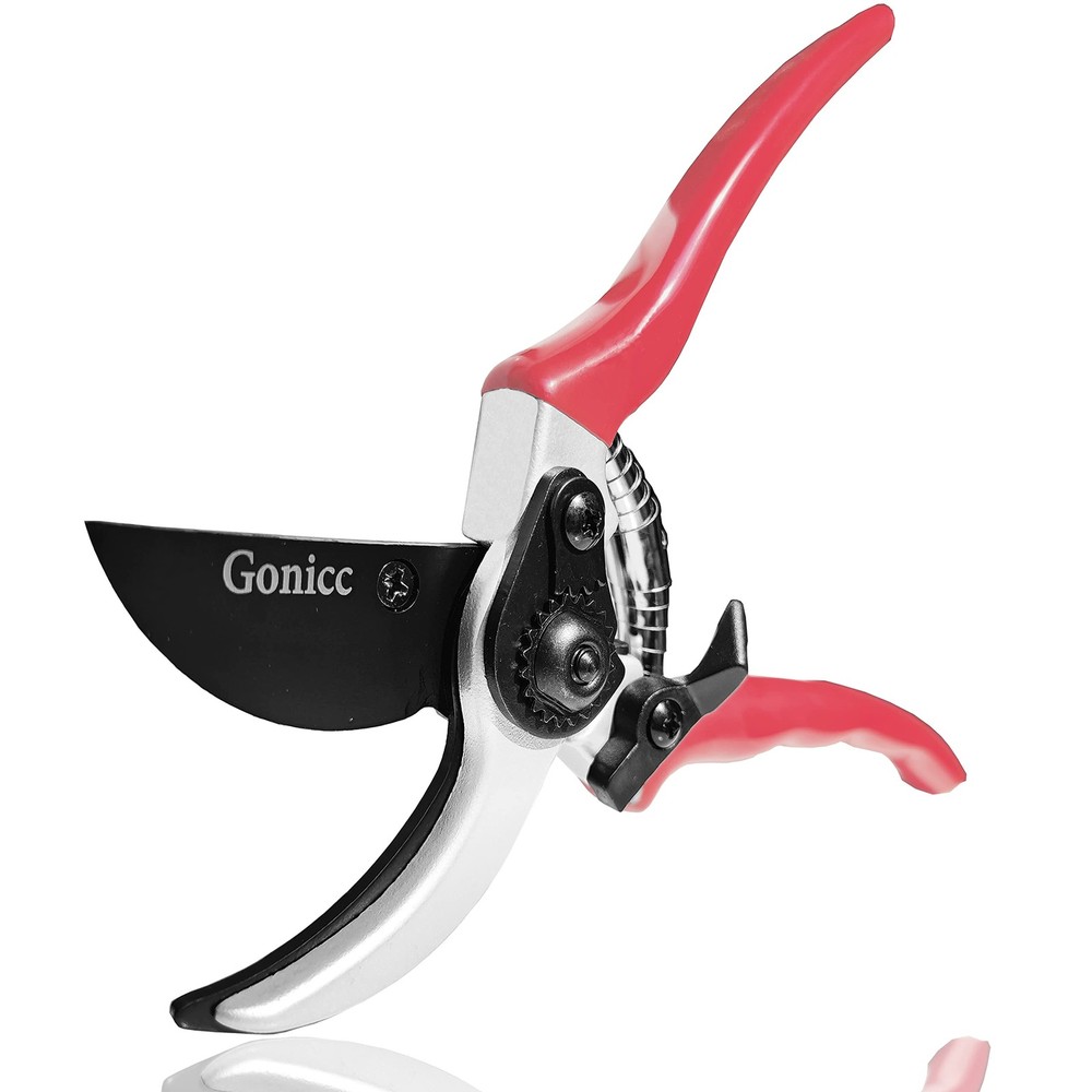 gonicc 8" Professional Sharp Bypass Pruning 8 Inch, Red Shears