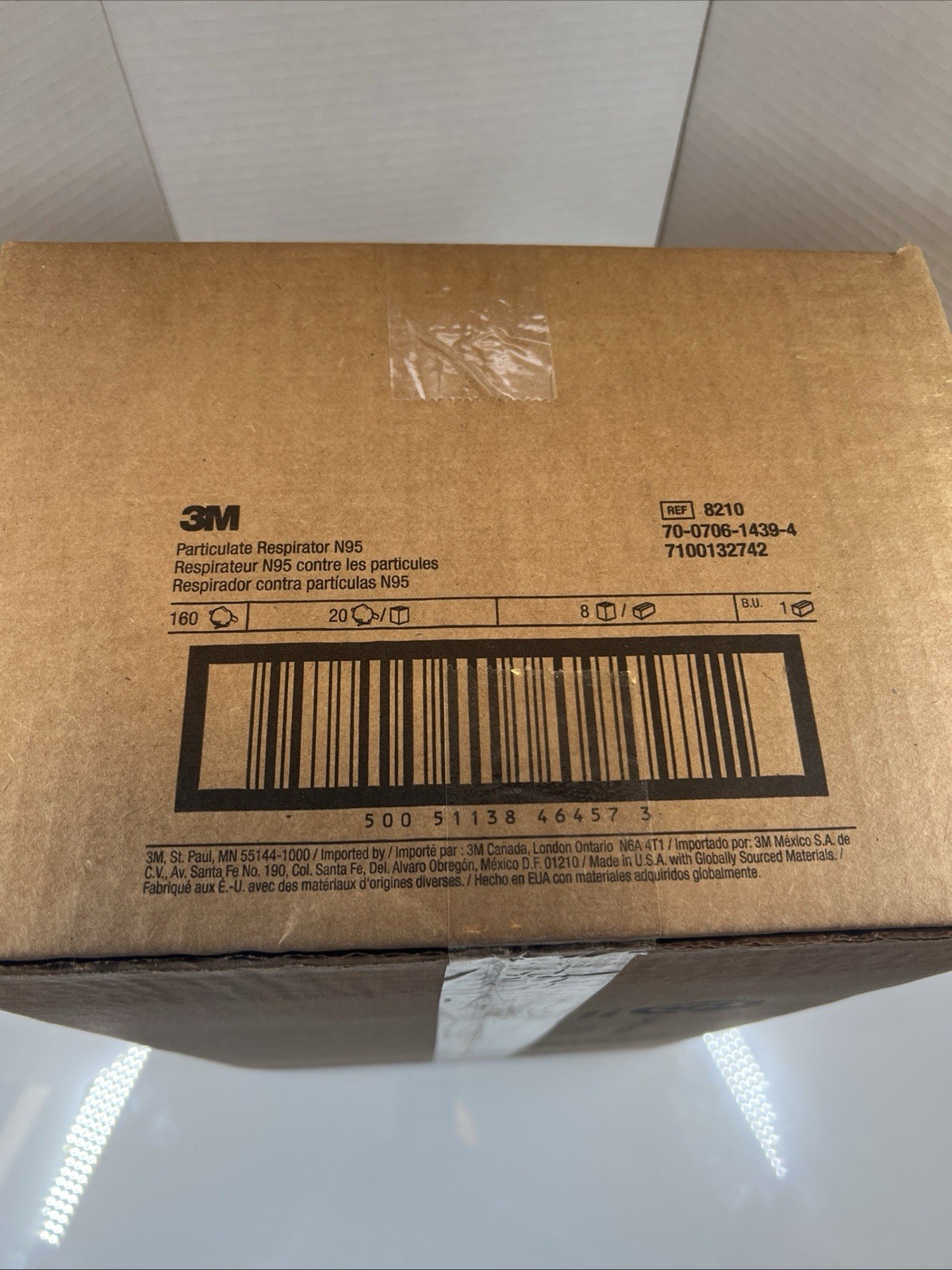 3M N95 8210 Particulate Respirator Face Mask, Case Of 8 Boxes (160/case) New!