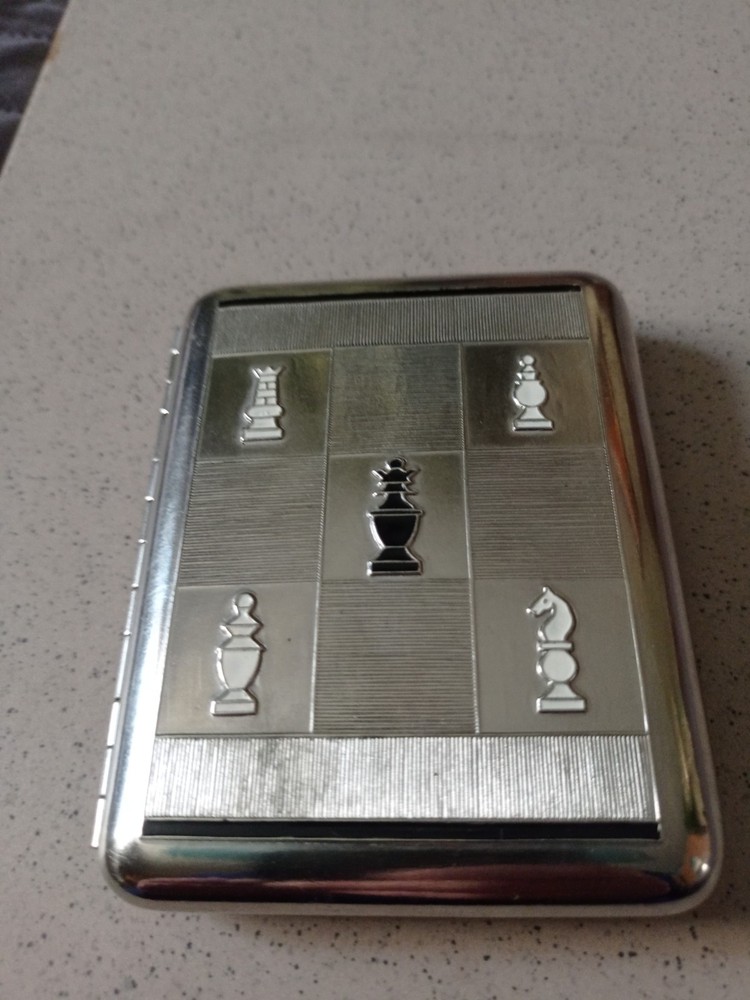 Vintage Cigarette Case Chess Theme   Enamel Rare Mint