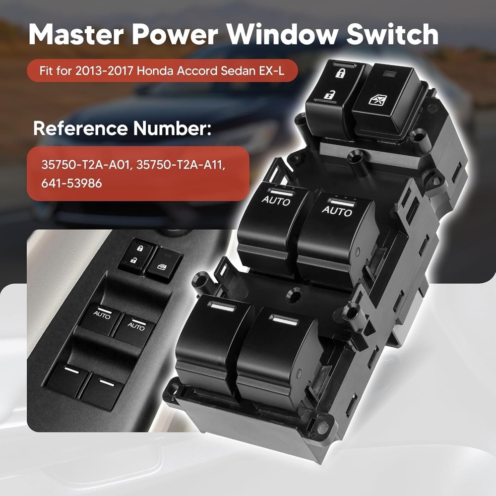 Front Left Side Power Master Window Switch Compatible with Honda Accord Sedan