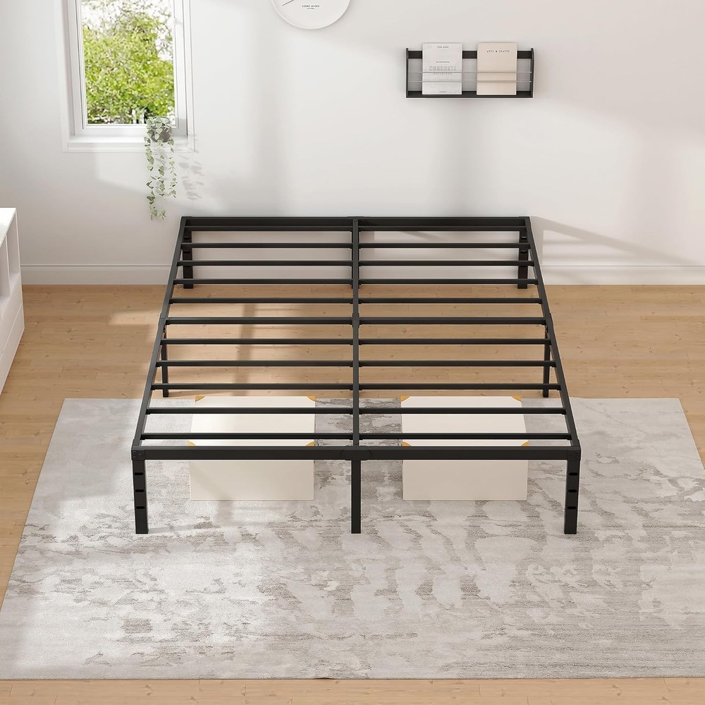 QUEEN SIZE METAL BED FRAME W/ STORAGE Strong Support Easy Assembly Design