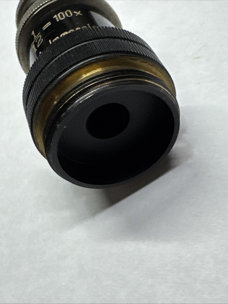 Vintage Microscope Objective Lens Steindorff Berlin 1/12 = 100x Oel - Immersion
