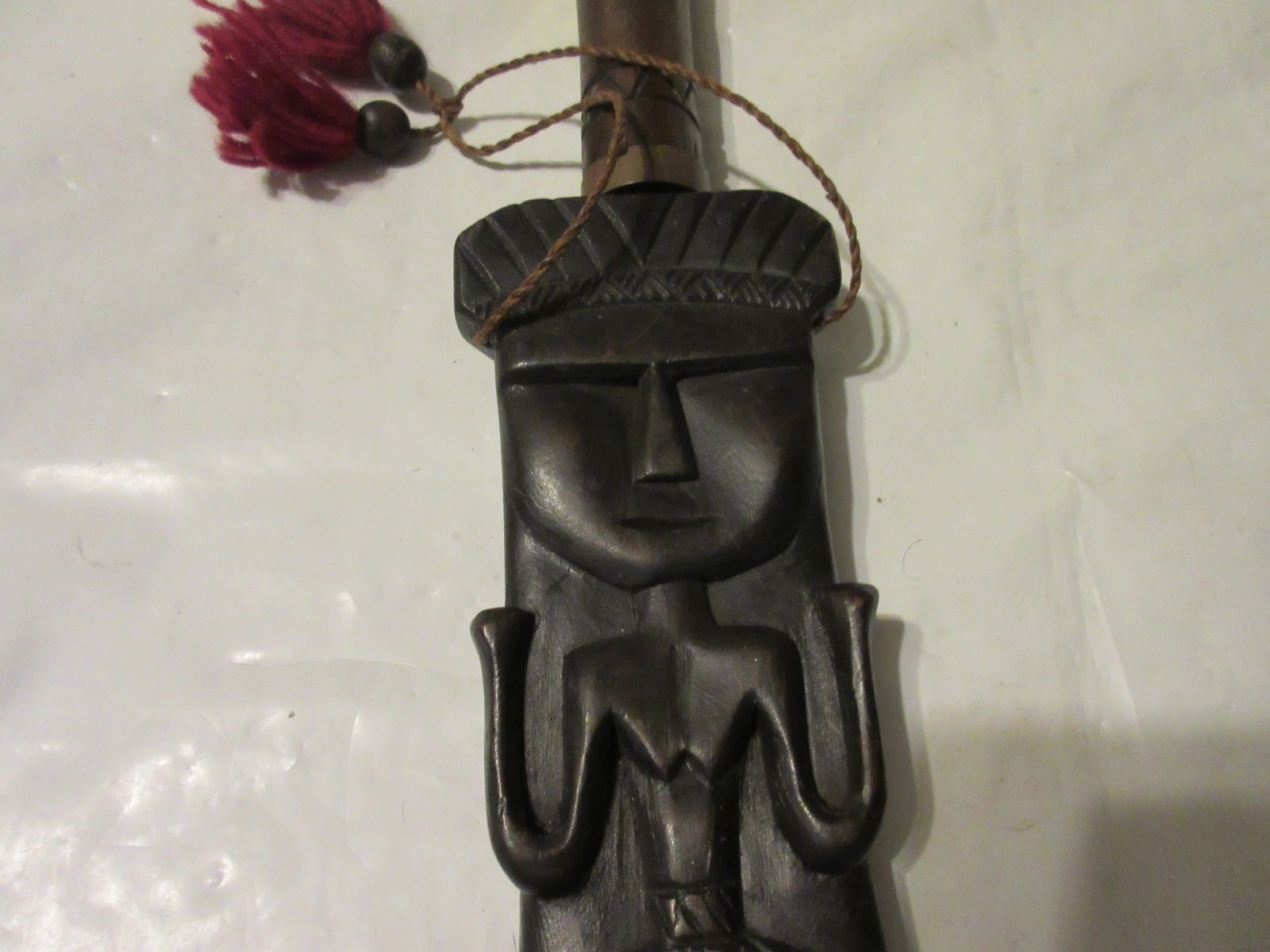 Vintage Tribal Knife in Carved Wooden Sheath