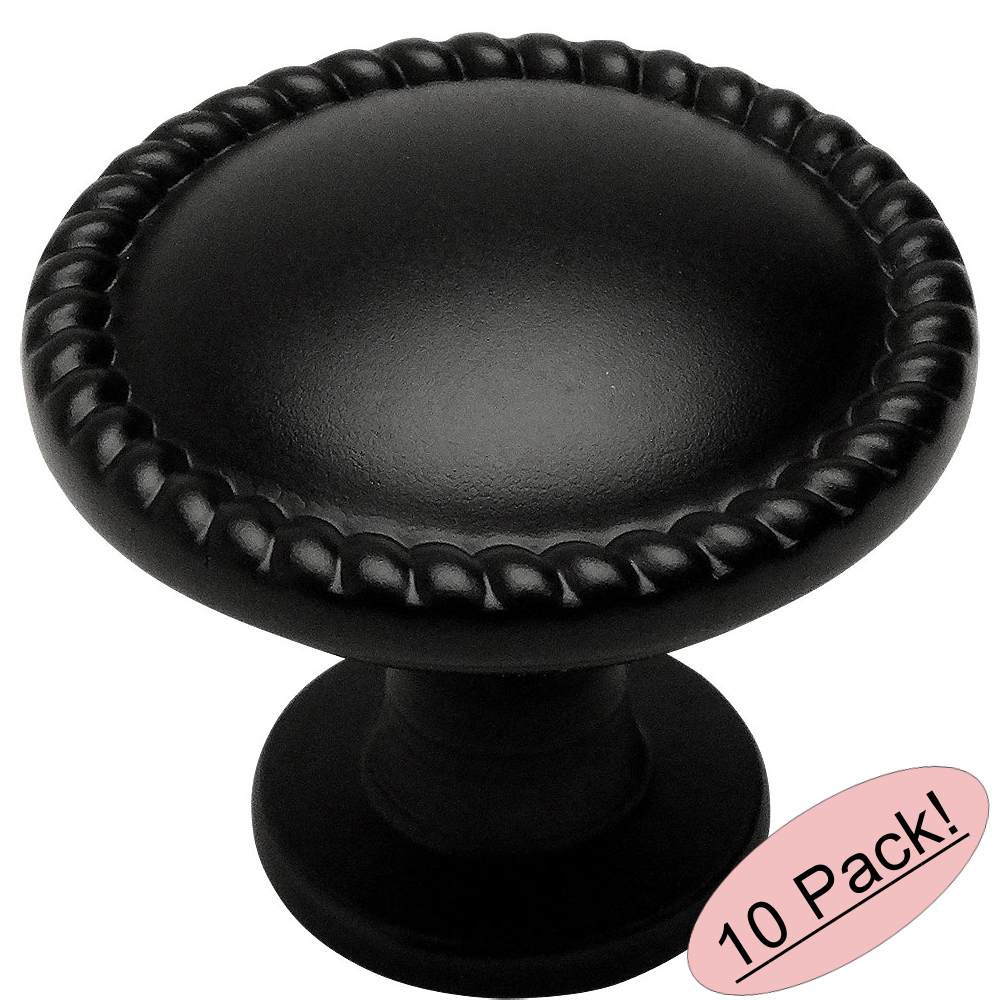 *10 Pack* Cosmas Cabinet Hardware Flat / Matte Black Rope Knobs #4115FB