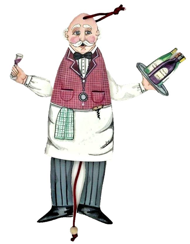 Wooden Jumping Jack Bartender Terrie Floyd 118/2500 Pull String Folk Toy