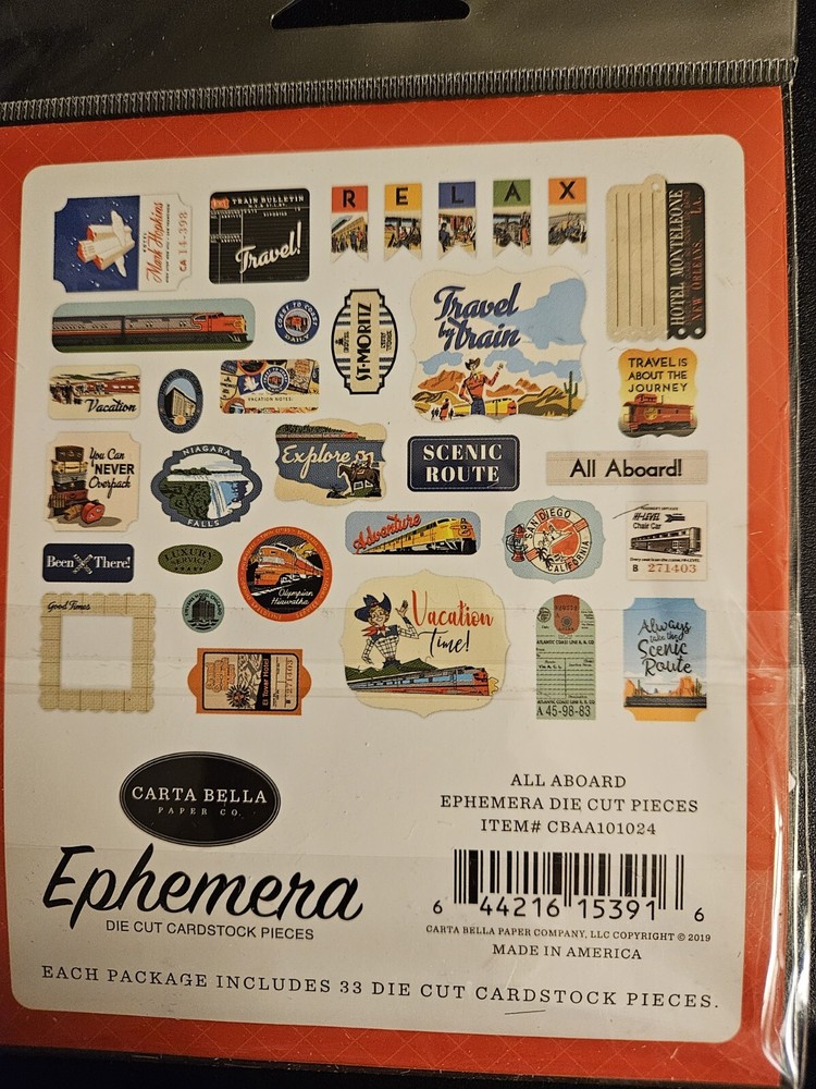 Echo Park ~ Travel~ Die Cuts Ephemera 33-pc Pack