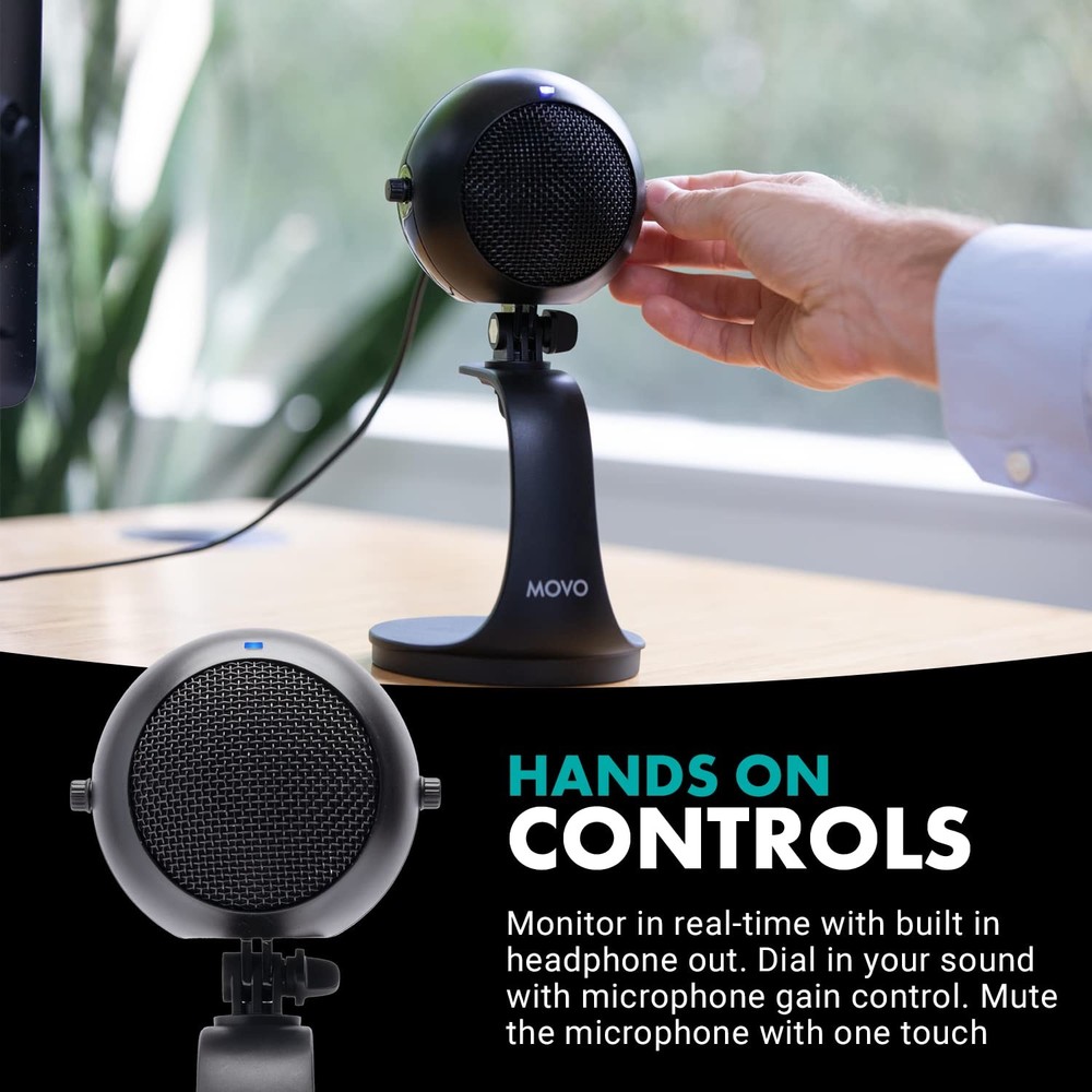 Black WebMic USB Microphone, Desktop Stand, Cardioid, PC, Mac, Mic Gain, Gaming