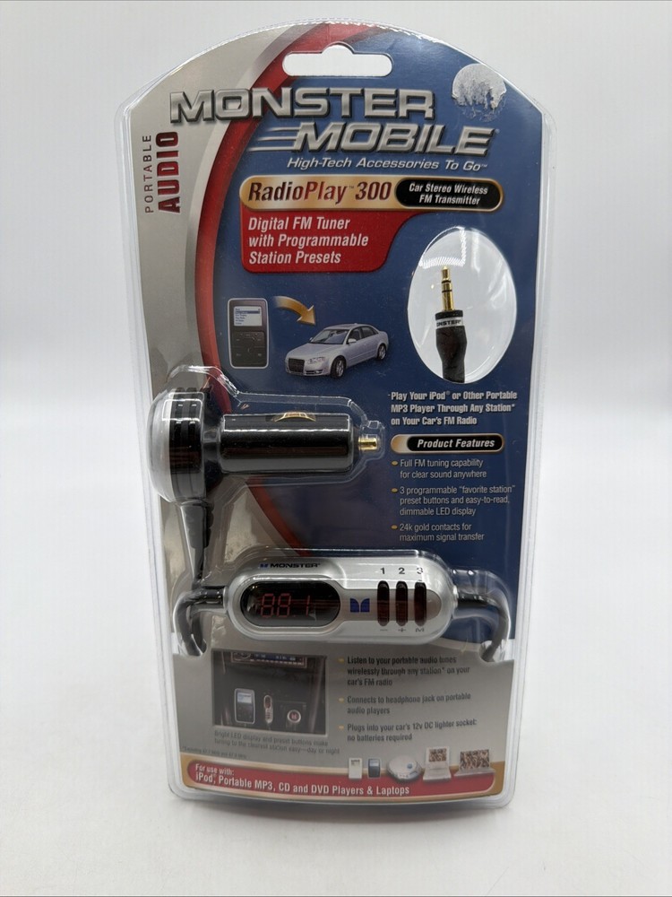 Monster Mobile Portable Audio Radio Play 300 Wireless Car Stereo FM Transmitter
