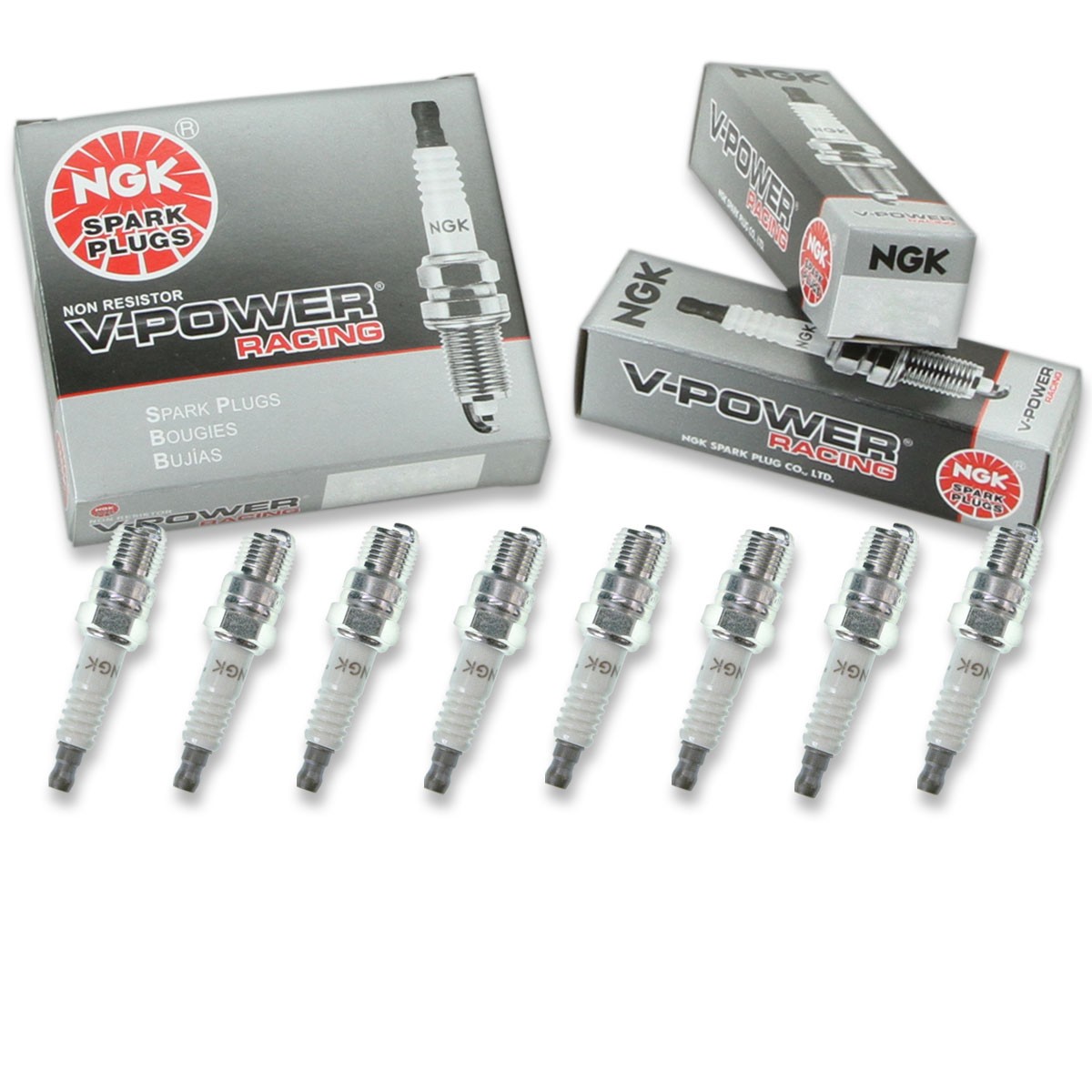 8pcs NGK 4050 V-Power Racing R5673-10 Inboard Marine Spark Plug Tune Up Kit hd