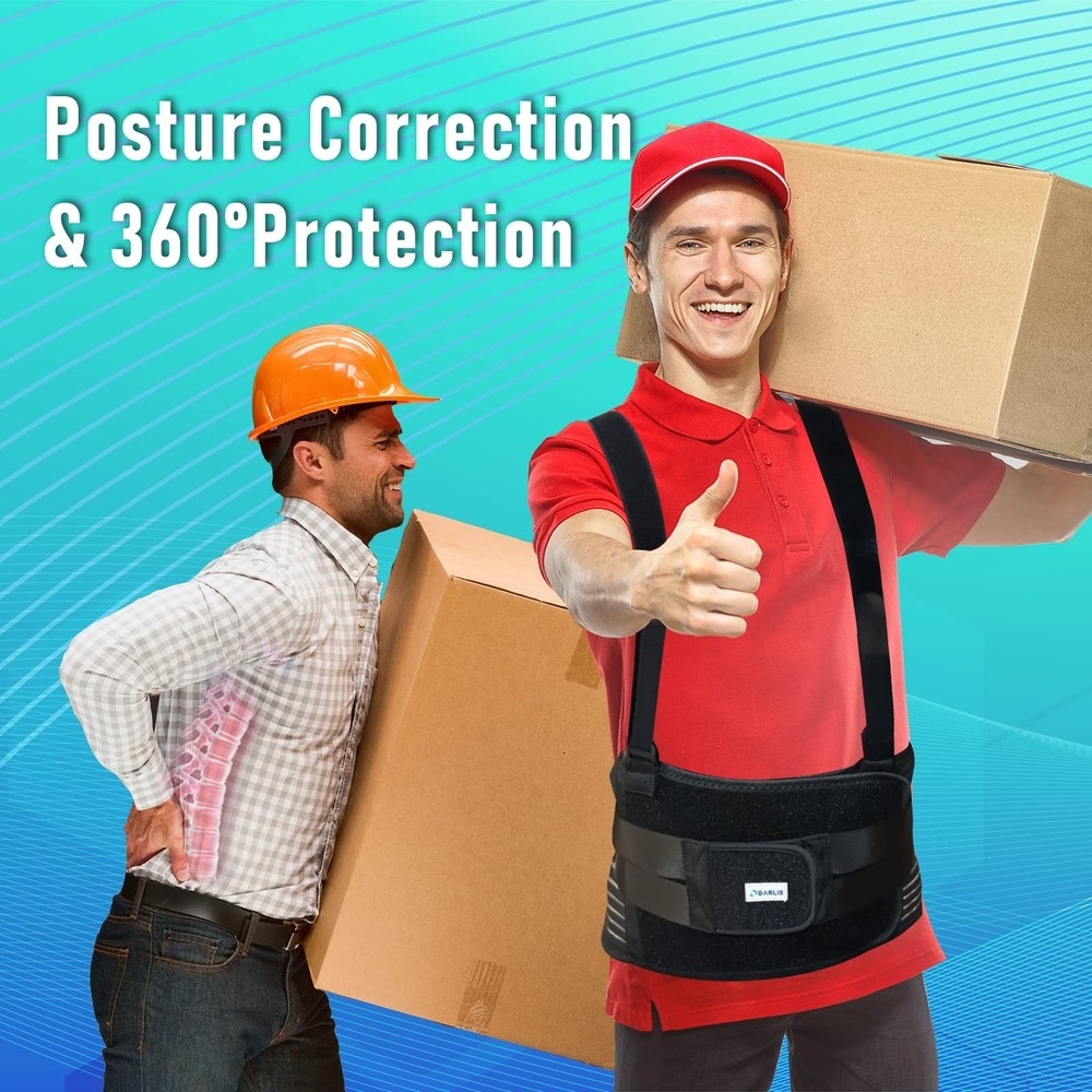 DARLIS Plus Size Back Support Belt with Removable Suspender Straps, Posture C...