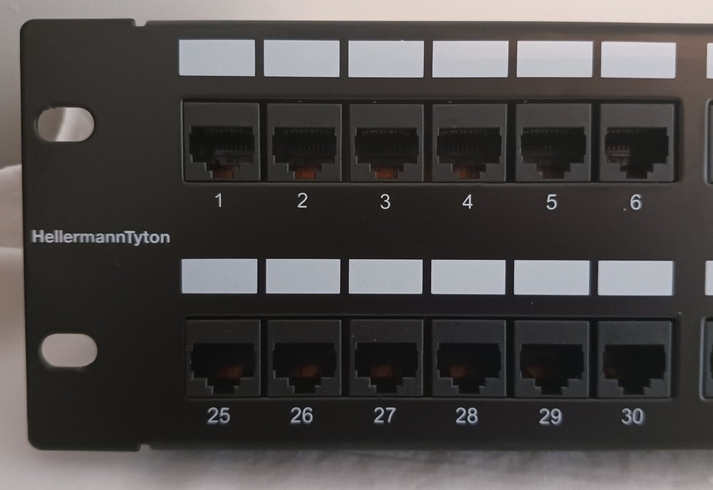 HellermannTyton 48 Port Patch Panel, 2U, Black. NEW. Free Shipping