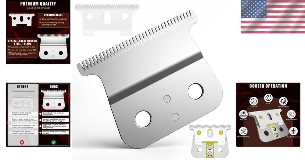 Professional T-Blade Replacement for Andis T-Outliner - Ceramic & Steel Sharp
