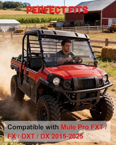 Heavy Duty Anti-Scratch Mule Pro Flip Down Windshield Compatible with 2015