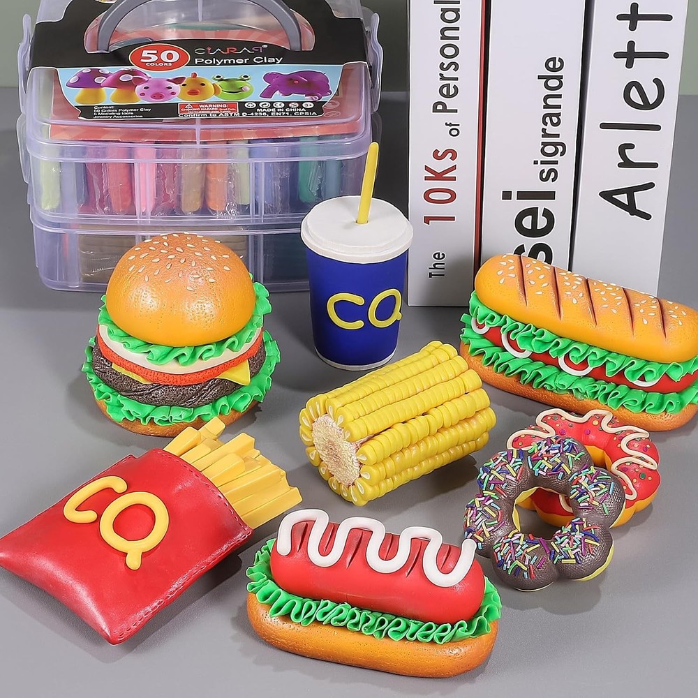 Complete Polymer Clay Kit with Tools - 50 Vibrant Colors & Storage Box