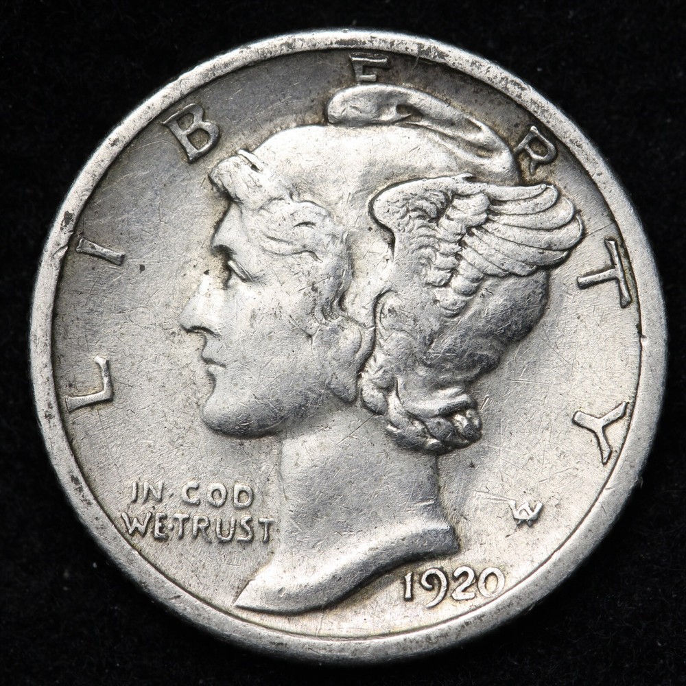 1920-S Mercury Silver Dime CHOICE AU E249 T