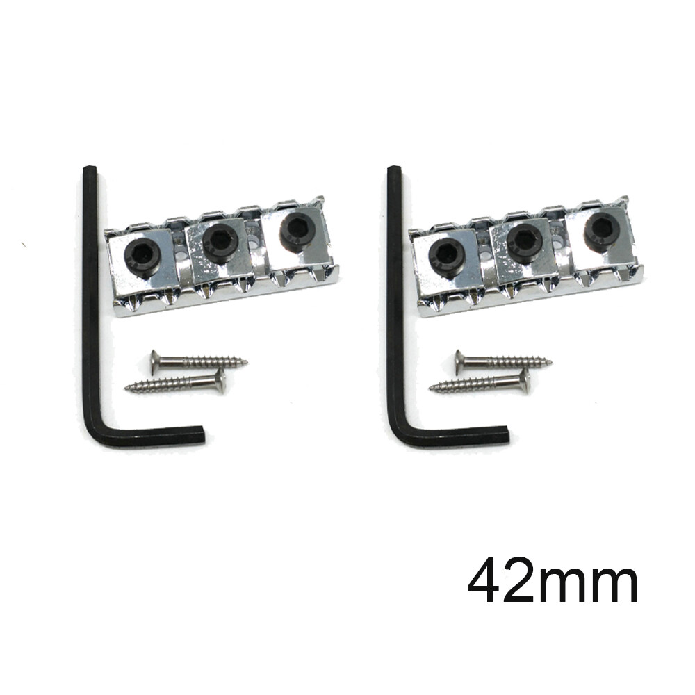 2 Sets Guitar Locking Nut String Lock For Floyd Rose Tremolo Bridge Silver 42mm