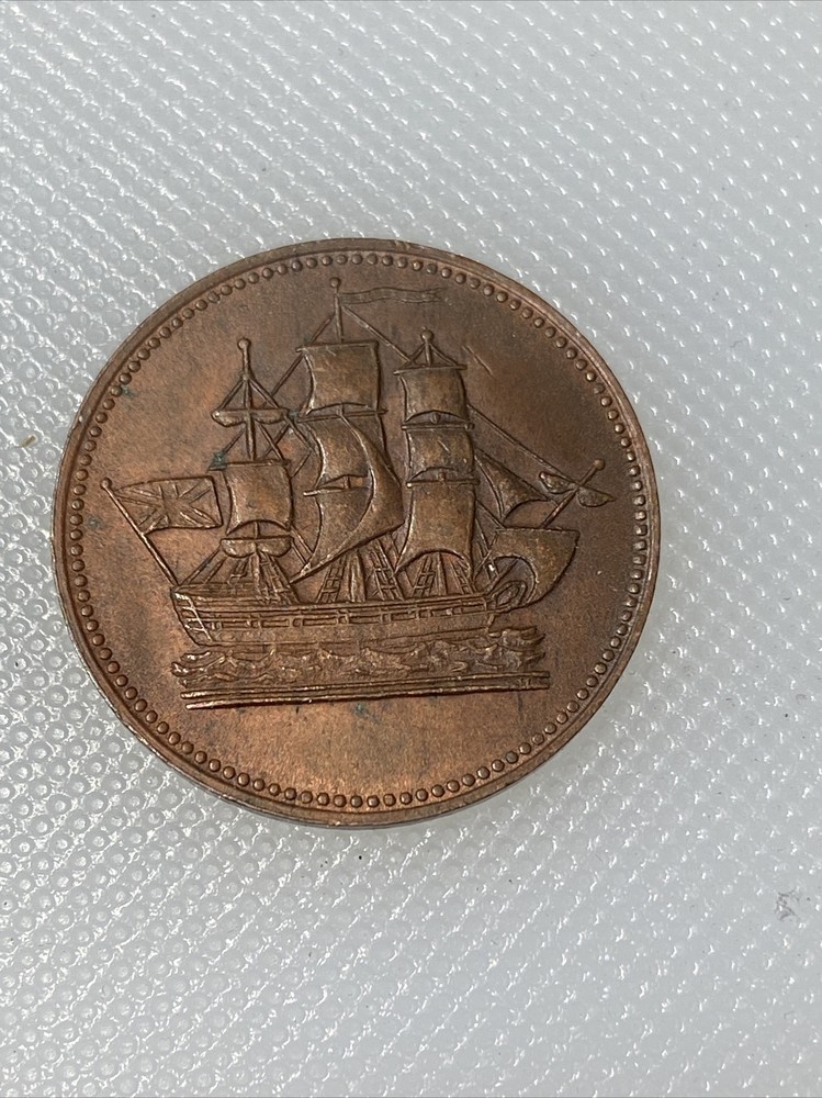 ships colonies commerce 1/2 penny token