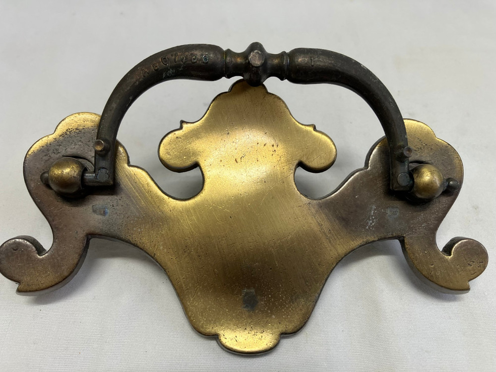 Ethan Allen Bright Brass Heirloom CRP Thick Backplate 3.5 inch Bail Pull Handle