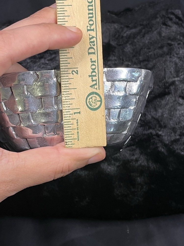 Vintage Towle Silversmiths Silver Woven Basket Pattern Candy Dish 5” Decorative