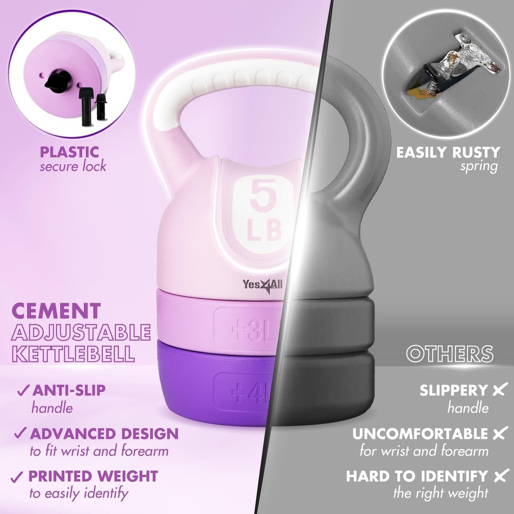Yes4All Kettlebell Sets - Adjustable Kettlebell Set for Strength Training - K...