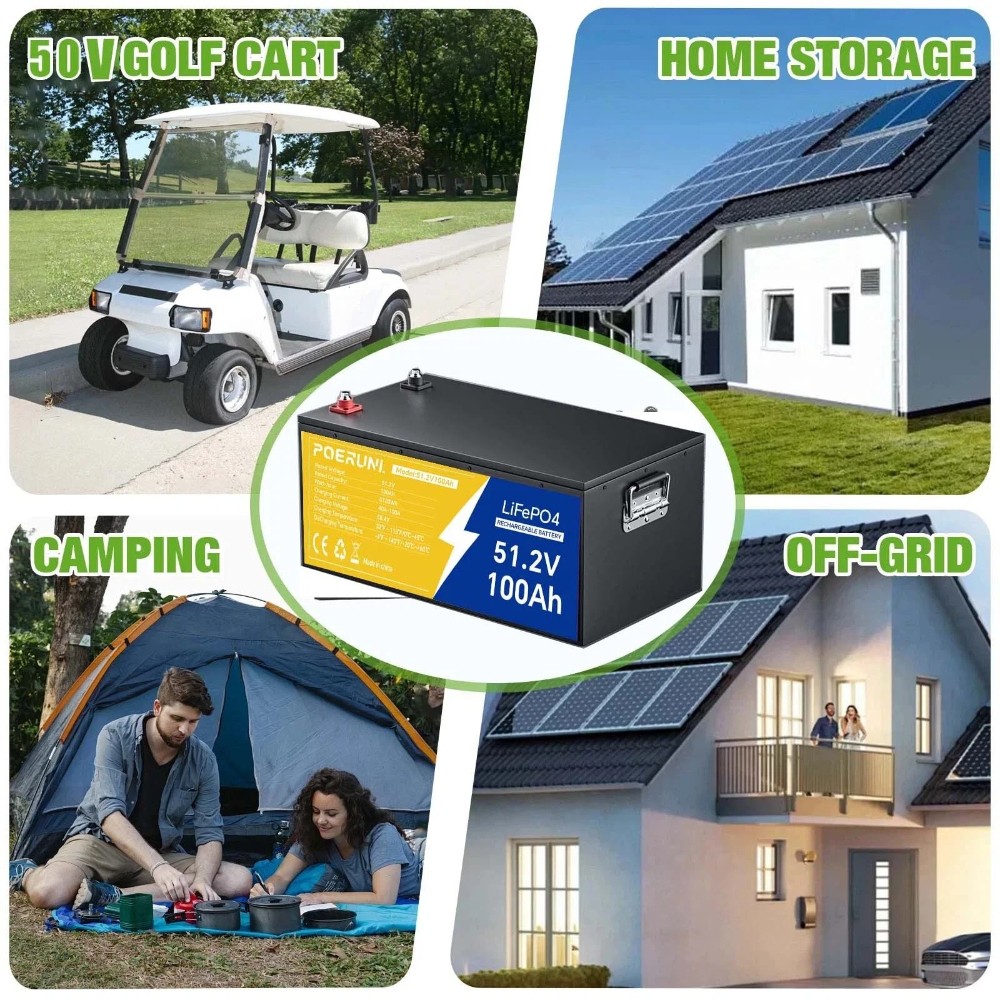 NEW 48V 100Ah LiFePO4 Lithium Battery Deep Cycle BMS For Golf Cart RV Off-grid