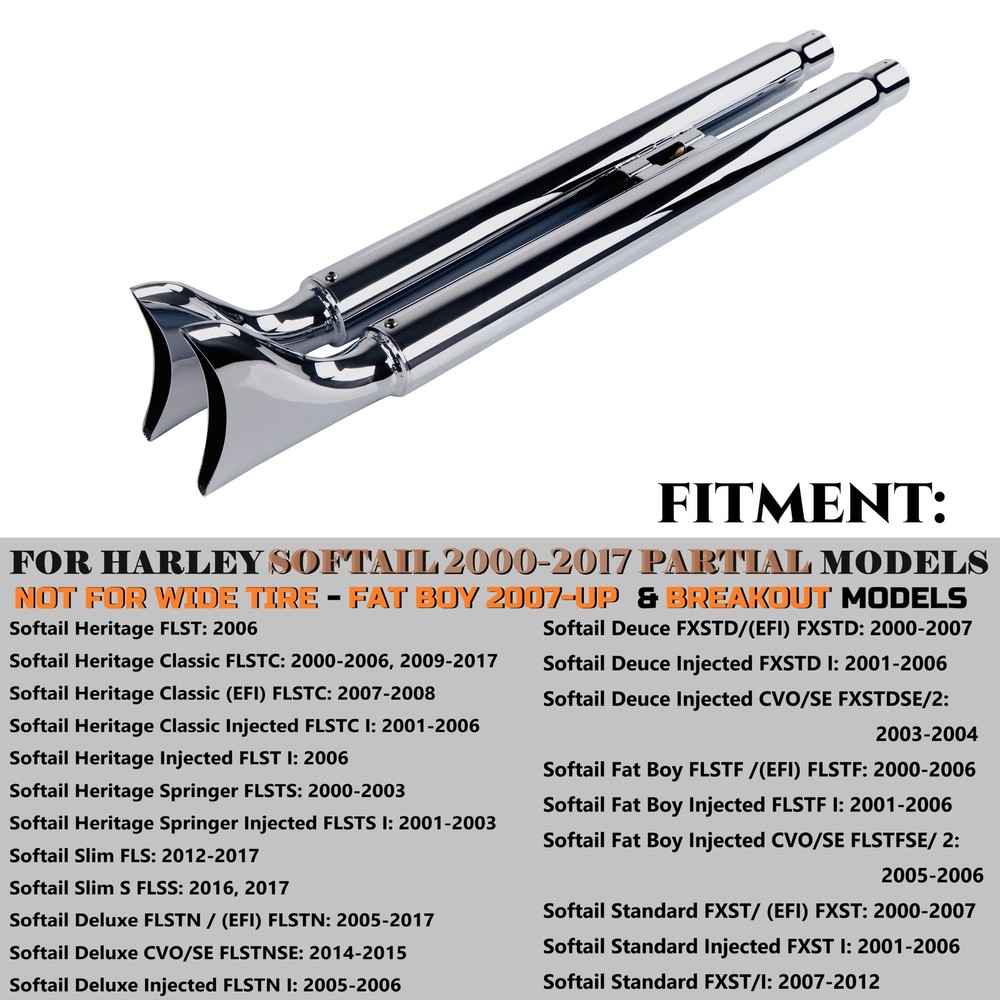 2-2 Fishtail Exhaust Systems for Softail Exhaust 2000-2017 Models