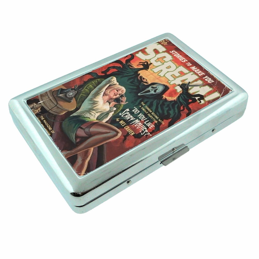 Scream Horror Comic Silver Metal Cigarette Case RFID Protection Wallet