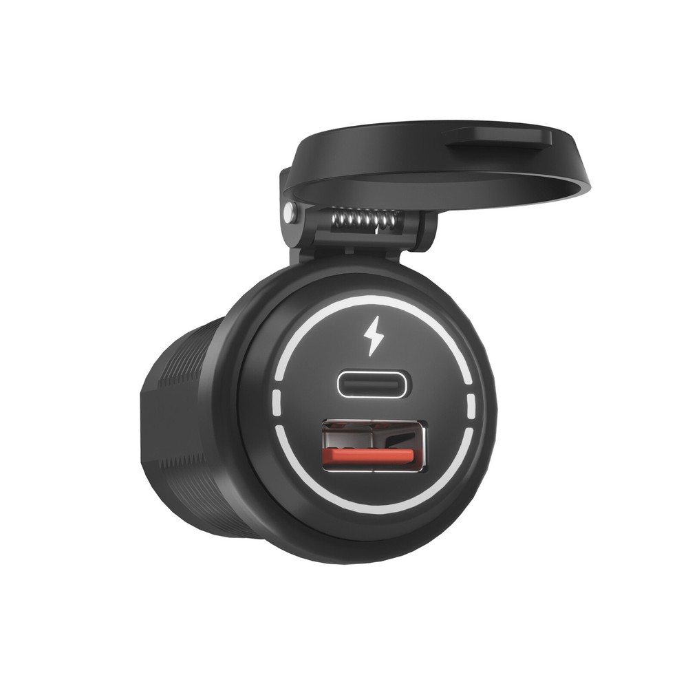 Motorcycle Charger Cigarette Lighter Socket 2 USB Type-C Charging Power Outlet