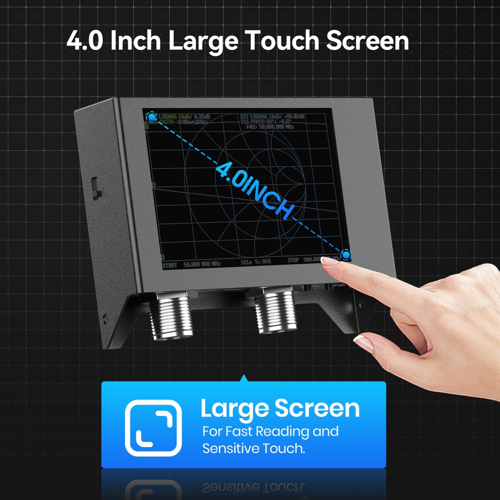 NanoVNA SAA-2N V2.2 Vector Network Analyzer, 50KHz-3GHz 4" VNA Antenna Analyzer